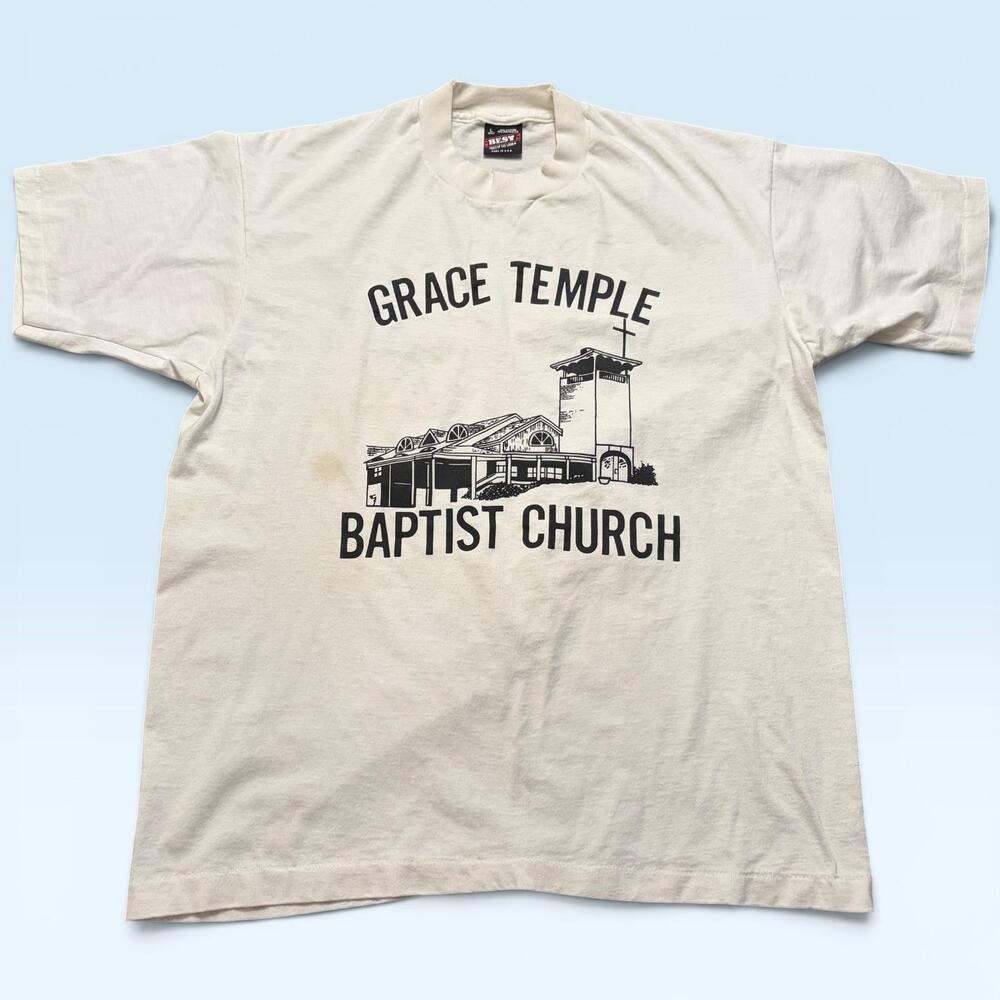 Vintage Grace Temple Baptist Church Shirt Mens Large Fruit Of The Loom TShirt